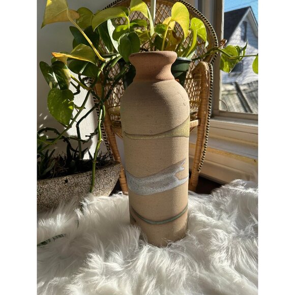 Vintage Alfadom Rodolfo Stoneware Art Pottery Drip Glazed Vase - Signed - Picture 1 of 6